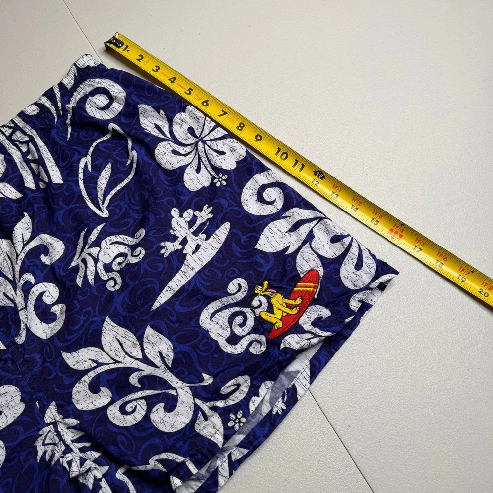 Walt Disney World‎ Pluto Surfing Hibiscus Mens XL Swim Trunks Blue Cotton